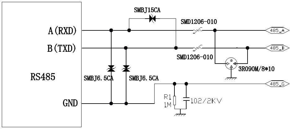 RS-485保護方案拓樸 圖一