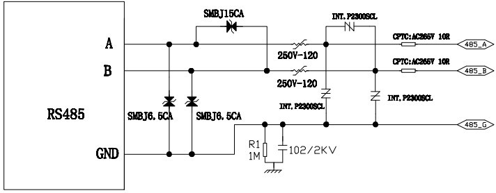 RS-485保護方案拓樸圖二