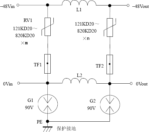直流電源-48V防雷電路