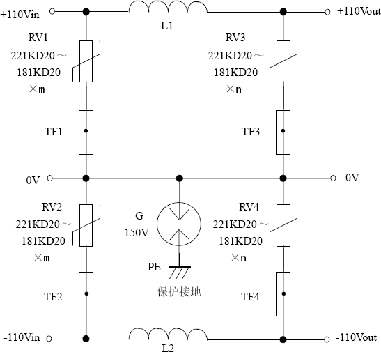 直流電源110V防雷電路